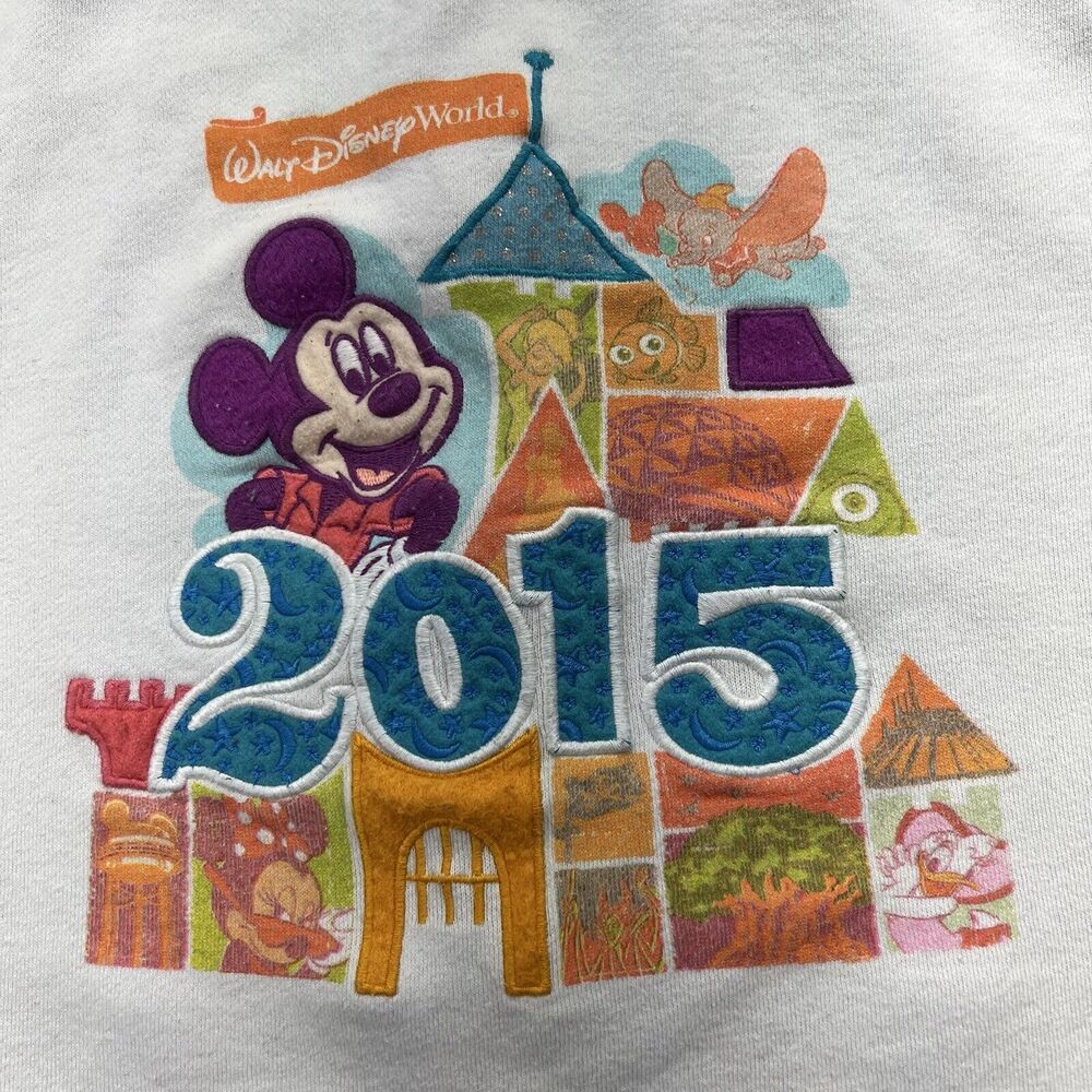Disney Parks Women's 1X 2015 Full Zip Fleece Hoodie Walt Disney World White - Picture 9 of 12